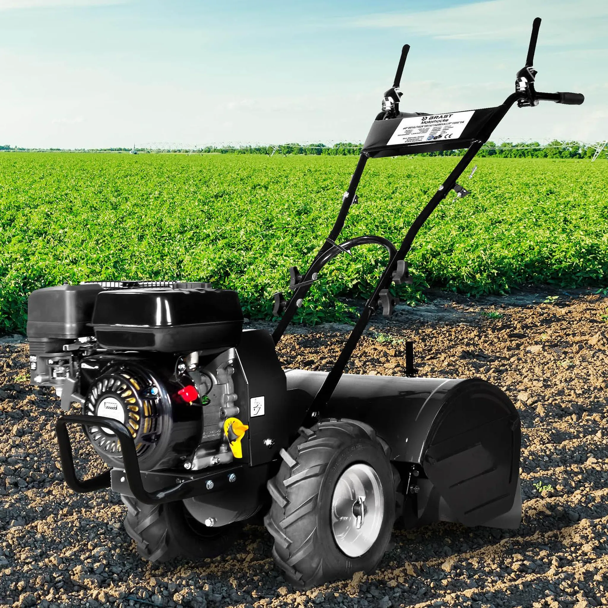 BRAST Motorhacke Gartenfräse Benzin | 5,15kW(7PS) | 50cm Arbeitsbreite | Stahlrahmen Transportrad & kabellos | BRB-AF-7000