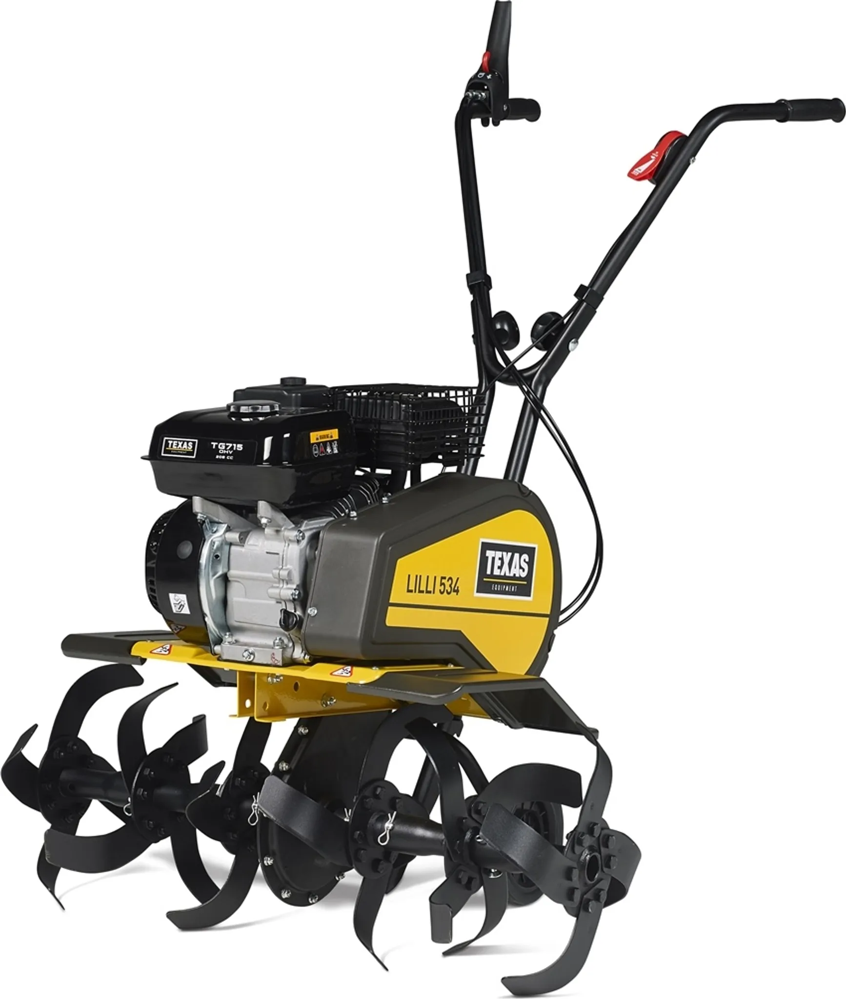 TEXAS Profi Gartenfräse Motorhacke Bodenhacke Bodenfräse Rasenfräse Pflug Benzin mit Antrieb Lilli 534TG Dual-Shaft | 36-57-85cm | 208cm³ | 4 Takt