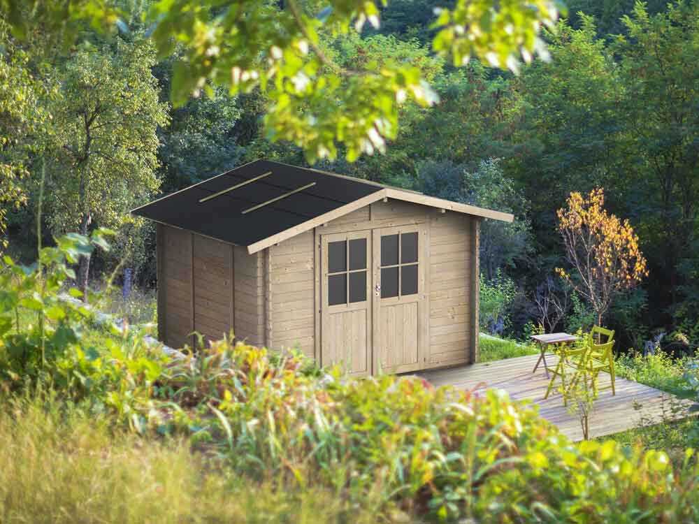 Alce Opera 300x250 – Gerätehaus aus Holz – Mit Fenstern und Doppelflügeltür – 300x250x219 cm