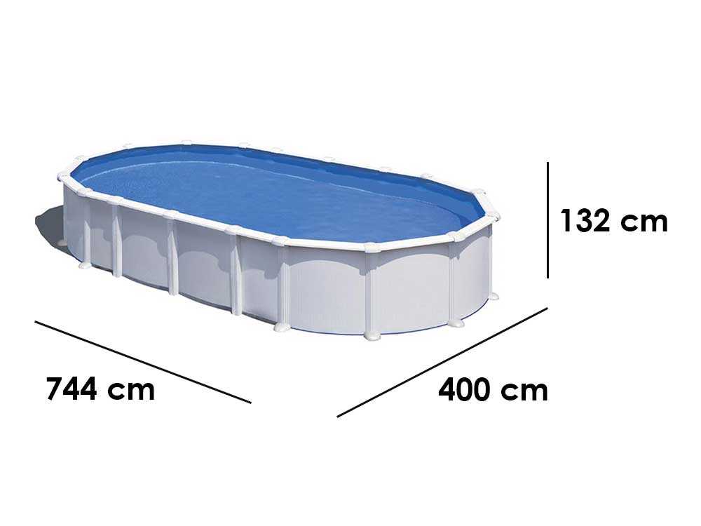 Gre Haiti Oval 730x375x132cm - Oberirdischer Stahlpool - mit unterirdischen Stäben