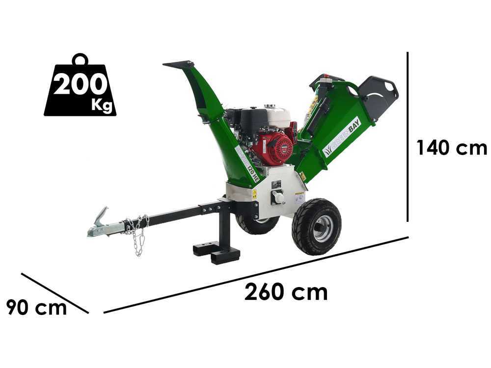 GreenBay GB-WRC 120 HE - Profi Häcksler mit Verbrennungsmotor - 13 PS Honda GX390 Motor