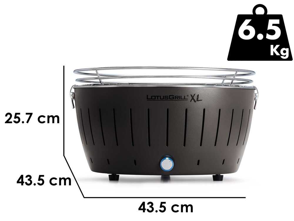 LotusGrill LG G435 U – Tragbarer XL-Holzkohlegrill für den Außenbereich – Anthrazitfarbenes Außengehäuse
