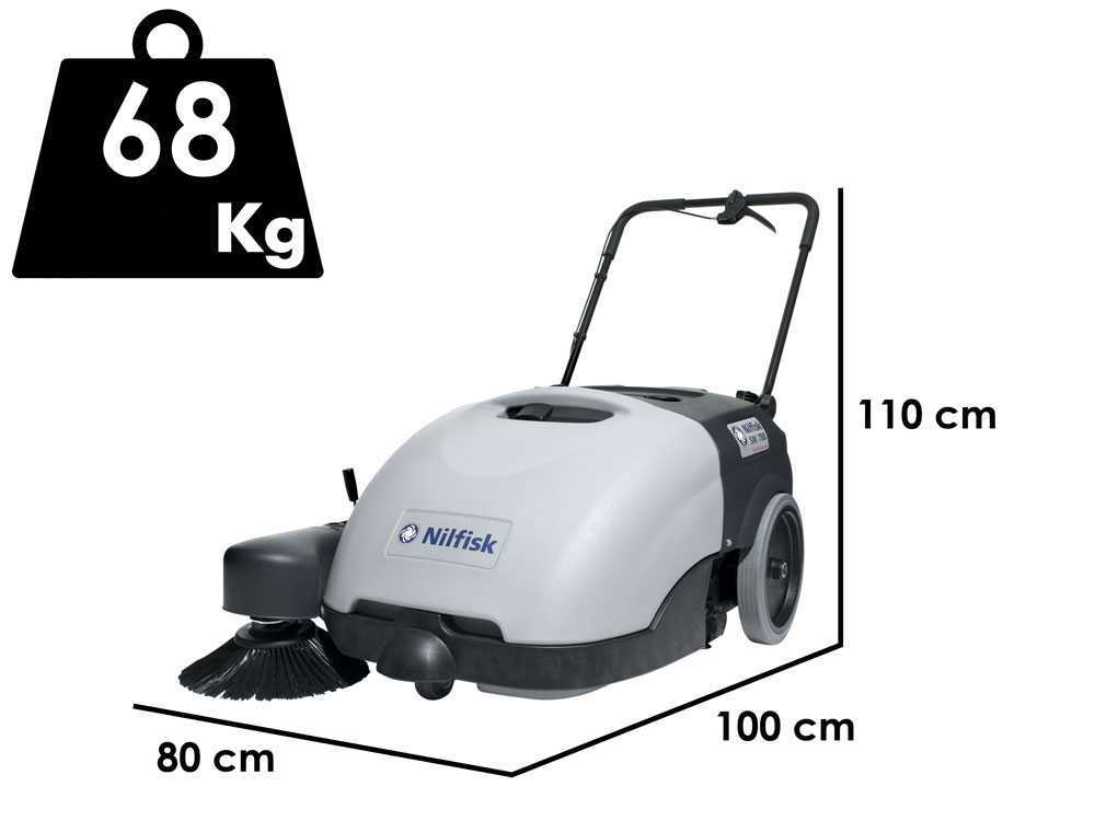 Nilfisk SW750 - Selbstfahrende Kehrmaschine mit Kehrgutbehälter 12V - 46Ah